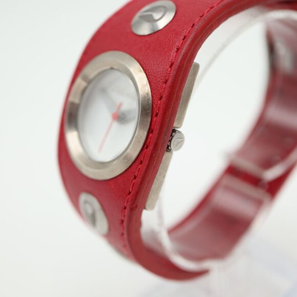 Nixon Sometimes Naughty Watch Women 30mm Red Dial Leather Band with New Battery - Picture 10 of 15